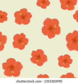 Hibiscus flowers tropical pattern. Exotic seamless pattern with tropical flowers. Hibiscus flower.