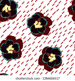 Hibiscus flowers tropical pattern. Exotic seamless pattern with tropical flowers. Hibiscus flower. Floral background with exotic flowers.