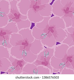 Hibiscus flowers tropical pattern. Exotic seamless pattern with tropical flowers. Hibiscus flower.