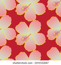Hibiscus florió un patrón tropical. Tejido transparente del vector de patrón de línea floral, como el vector de ornamento. Suit para diseño de paquetes, fondo de pantalla, impresión de moda.