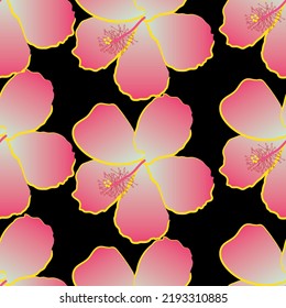 Hibiscus florió un patrón tropical. Tejido transparente del vector de patrón de línea floral, como el vector de ornamento. Suit para diseño de paquetes, fondo de pantalla, impresión de moda.