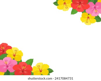 Hibiscus frame vector illustration material