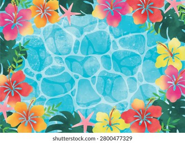 Hibiscus Frame and Water Surface