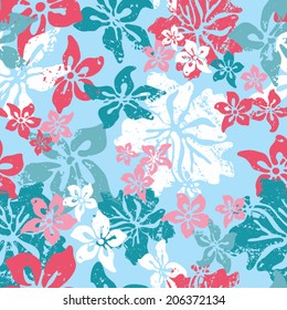 Hibiscus Grunge Seamless Wallpaper