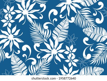 hibiscus hawaii seamless pattern, fashion background.