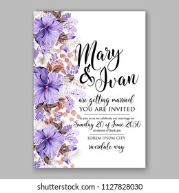 Hibiscus hawaii wedding invitation floral watercolor vector card template aloha luau