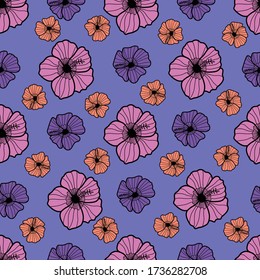 Hibiscus Hawaiian floral, tropical summer. Vector repeat. Great for home decor, wrapping, scrapbooking, wallpaper, gift, kids, apparel.