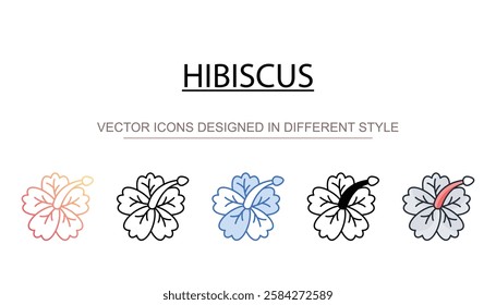 Hibiscus icon design with white background stock illustration