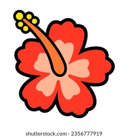 Hibiscus icon flat vector design isolated on white background. Hibiscus Flower