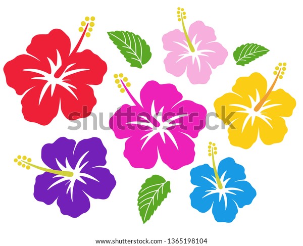 Hibiscus Icon Set Stock Vector (Royalty Free) 1365198104