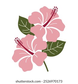 Hibiscus icon vector floral sigh isolated. Aloha beach symbol tropical flower exotic hibiscus bloom. Single flower icon for logo, Hawaiian print stamp