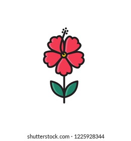 hibiscus icon vector. flower icon filled outline style