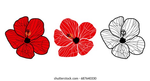 Hibiscus icon vector . Isolated on white background. Vector art.