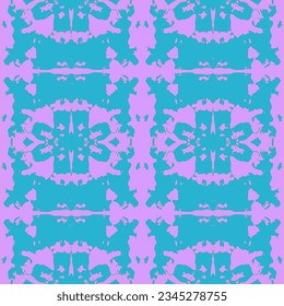 Hibiscus and leaves with tartan plaid background abstract vector seamless pattern banners, wallpapers, wrapping - vector design.