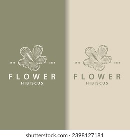 Hibiscus logo simple fresh natural flower design garden plant illustration