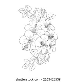 hibiscus moscheutos flower coloring page line art with vector stroke graphic