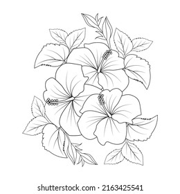 hibiscus moscheutos flower coloring page line art with vector stroke graphic