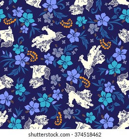 Hibiscus Orient lion pattern