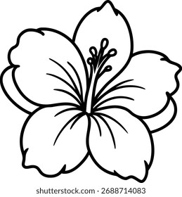 Icono de Vector de contorno de hibisco sobre fondo blanco