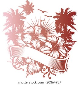 hibiscus and palms emblem