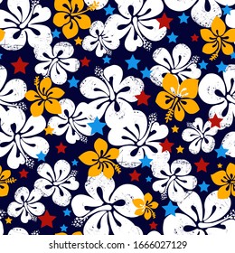 hibiscus pattern with color full . summer  pattern. aloha style.