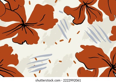 hibiscus pattern red flower summer print, aloha hawaii  organic design 