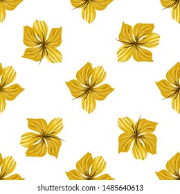 Hibiscus pattern. Tropic palm leaf. Seamless background