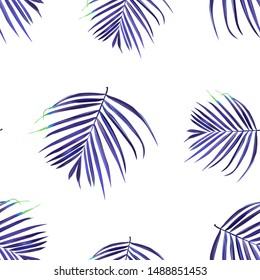 Hibiscus pattern. Tropic palm leaf. Seamless background