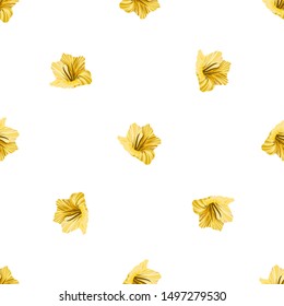 Hibiscus pattern. Tropic palm leaf. Seamless background