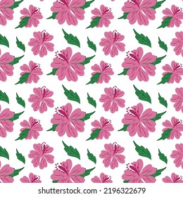 Hibiscus pattern, vector floral background for design, packaging and printing