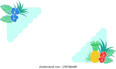 Ilustración de cuadro de esquina de hibiscus y pineapple