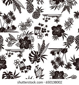 Hibiscus and pineapple pattern