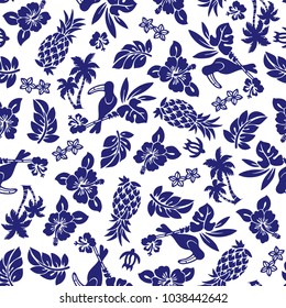 Hibiscus and pineapple pattern,
I drew Hibiscus for designing it,
This painting continues repeatedly,
