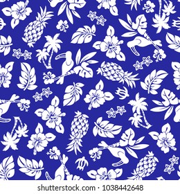 Hibiscus and pineapple pattern,
I drew Hibiscus for designing it,
This painting continues repeatedly,
