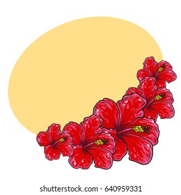 Hibiscus with place for text. Vector illustration isolated on white background