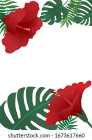 Hibiscus and plant background frame