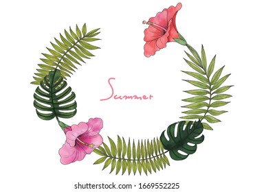 
Hibiscus, plant wreath painted photonically