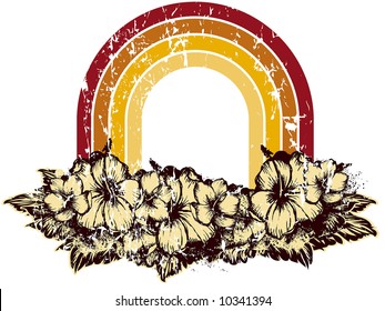 hibiscus rainbow illustration