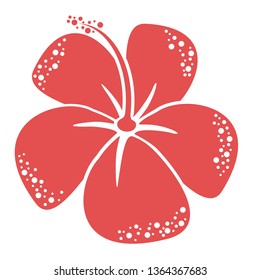 Hibiscus. Red icon isolated on white background. Vector art