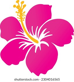 Hibiscus rosa-sinensis, also called Chinese hibiscus. flat icon illustration.