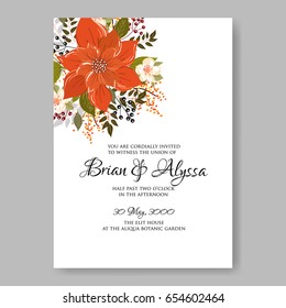 Hibiscus and rose floral wedding invitation template Vector floral card.
