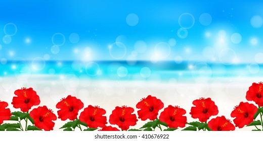 Hibiscus sea landscape background