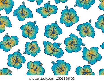 Hibiscus seamless illustration pattern, background image of tropical, Hawaii, tropical image, apparel, textile