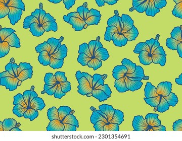 Hibiscus seamless illustration pattern, background image of tropical, Hawaii, tropical image, apparel, textile