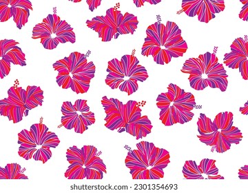 Hibiscus nahtlose Illustrationsmuster, Hintergrundbild tropischer, hawaiianischer, tropischer Bilder, Bekleidung, Textilien