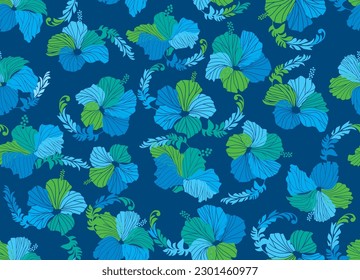 Hibiscus seamless illustration pattern, background image of tropical, Hawaii, tropical image, apparel, textile