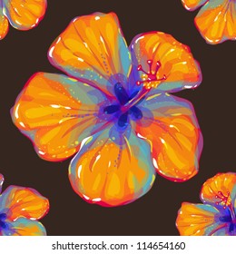 hibiscus seamless pattern