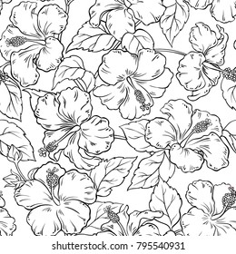 hibiscus seamless pattern