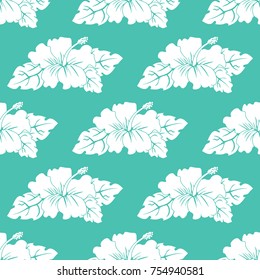 Hibiscus seamless pattern. Flower