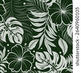 Hibiscus seamless pattern  Tropical leaves background colorful summer pattern design with topical foliage